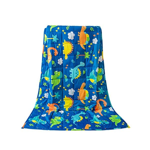 Weighted Blanket For Kids Sivio 7lbs Blue Dinosaur Sherpa Fleece