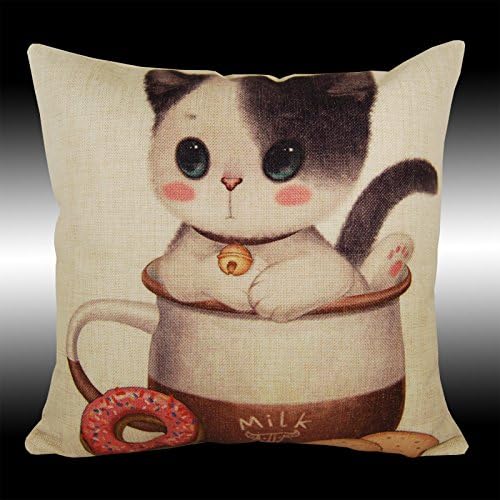 RARE LOVELY CUP CAT KITTY TAPESTRY DECO THROW PILLOW CASES CUSHION COVERS 18X18
