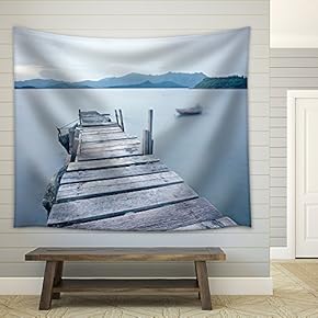 Old Jetty Walkway Pier The The Lake - Fabric Wall Tapestry Home Decor - 51x60 inches
