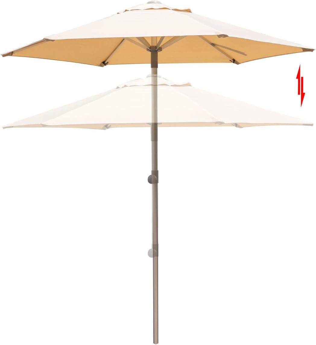 Mefo garden 7 Ft Aluminum Market Umbrella Adjustable Height Outdoor Patio Umbrella, Beige