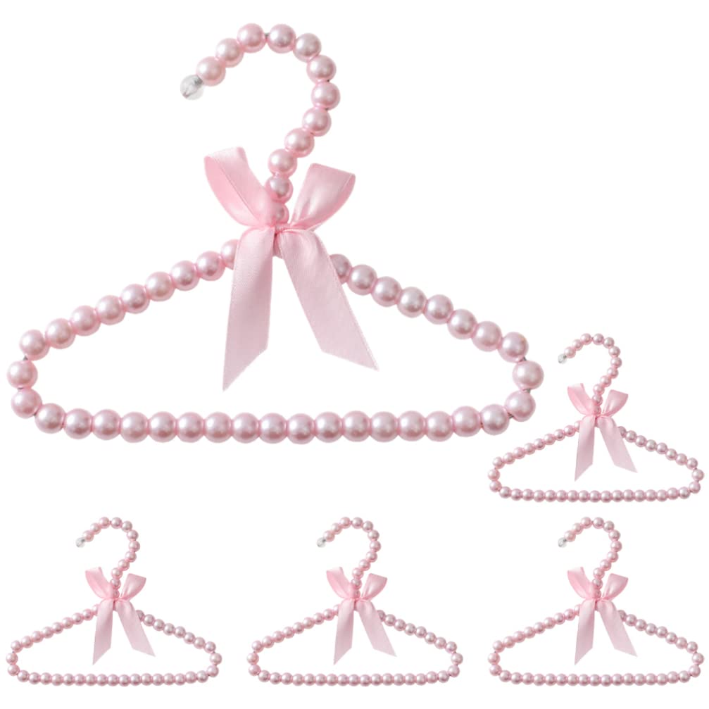 Toddmomy Small Pearl Baby Clothes Hangers Set of 5 with Anti-Skid Elastic Rope for Newborn Toddler Nursery Closet Organisation