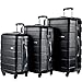 Merax Afuture 3 Piece Set Lightweight Luggage Spinner Suitcase (Black)