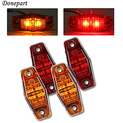 Donepart Red/Amber Trailer Side Marker Lights 2.5 Inch trailer Side Fender Marker Lights Clearance Identification Lights 12v for Truck Trailer RV Camper Boat Lorry Bus (4 Pcs) - Thumbnail 7