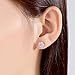 One Style 4 Pairs Earrings Studs Womens 925 Sterling Silver Gemini Earring Set Gift Ear Jacket Silver Hollow Lotus Flower Crystal