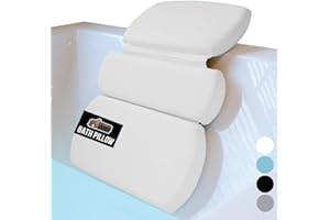 GORILLA GRIP Bath Pillow for Tub, Improved Suction Cups, Luxury Bathtub Pillows, Headrest for Neck and Back Support, Relaxing