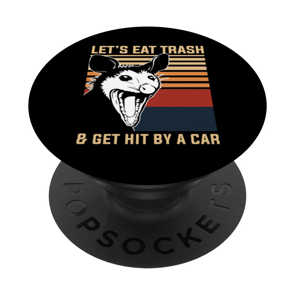 Lets Eat Trash Get Hit By A Car, Retro Possum Possum PopSockets Swappable PopGrip