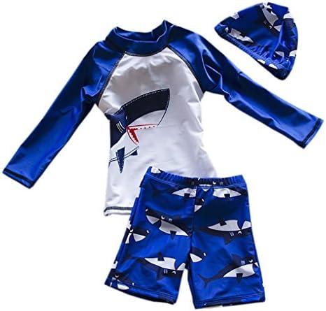 Baby Boys Kids Long Sleeve UV Sun Protection Rash Guards Swimsuit with Hat