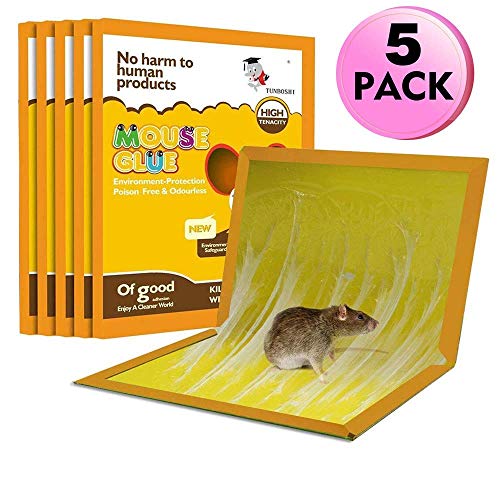 Mouse Trap,Mouse Rat Glue Boards,(5-Pack) Mouse Glue Traps,Mouse Size Glue Traps Sticky Boards Mouse Catcher Mice Professional Strength Glue Insect Lizard Spider Cockroach Rodent Snake Strongly