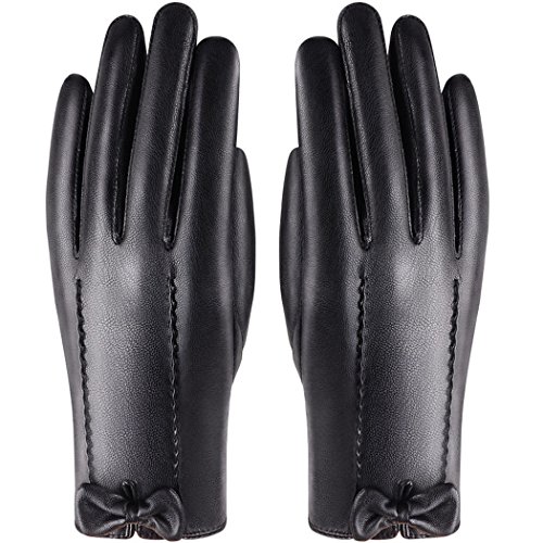 Women Winter Waterproof Leather Gloves for Driving Texting Touch Screen Gloves