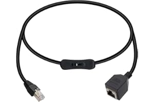 RIIEYOCA RJ45 Cat5e Ethernet Patch Cable Switch On/Off RJ45 Male to Female High Speed Right Angle Internet Network Cable LAN 