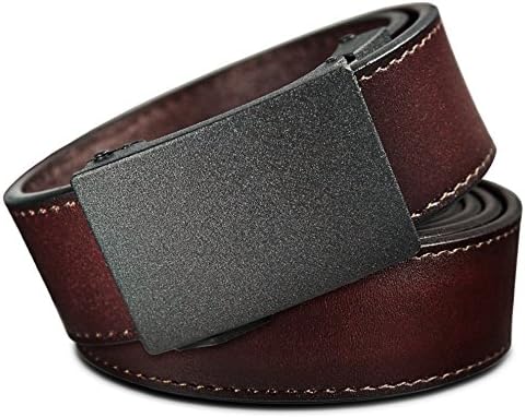 Men's Holeless Leather Ratchet Click Belt - Trim to Perfect Fit (Various Styles and Colors)