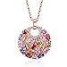 WOSTU Thanksgiving Gifts for Women Rose Gold Plated Multi-color Crystal Pendant Necklace Wife Necklace