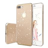 iPhone 7 Plus Case Cover for Girl, WXY iPhone 7 Plus Luxury Glitter Bling Sparkle Case Clear Soft TPU Edge 5.5 inch Gold