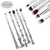  Wizard Wand Potter Makeup Brushes - Metal 5 Set Cosmetic Brushes for Foundation Blending Concealer Eye Shadow Eyebrow Synthetic Fiber Bristles Brush with Deathly Hallows Necklace Gift (red) 