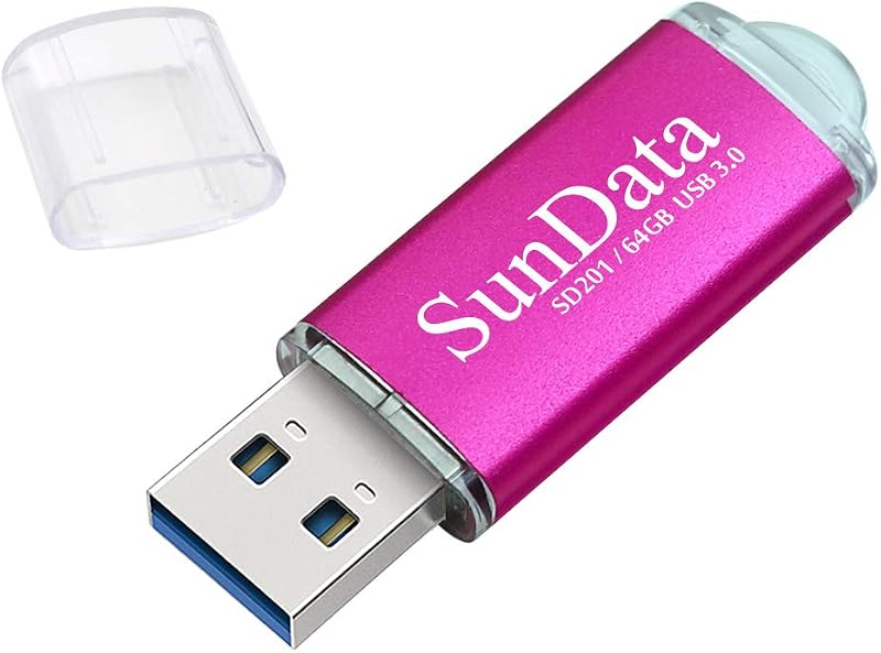 SunData 64GB USB 3.0 Flash Drive Thumb Stick - Pink, 90MB/s Read Speed