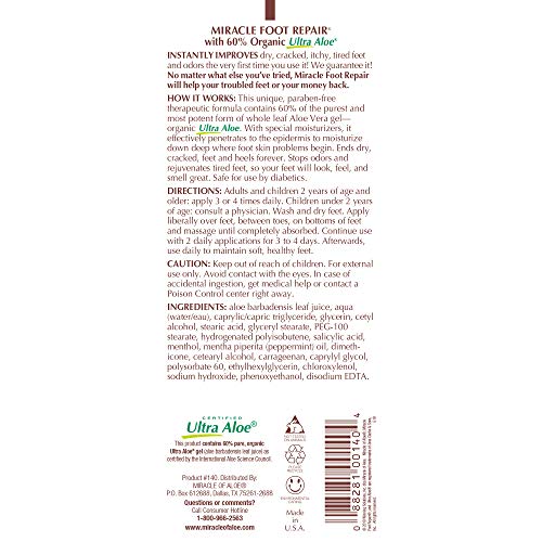 Miracle Foot Repair Cream 8 Ounce Tube Plus Miracle Hand Repair 1 Ounce