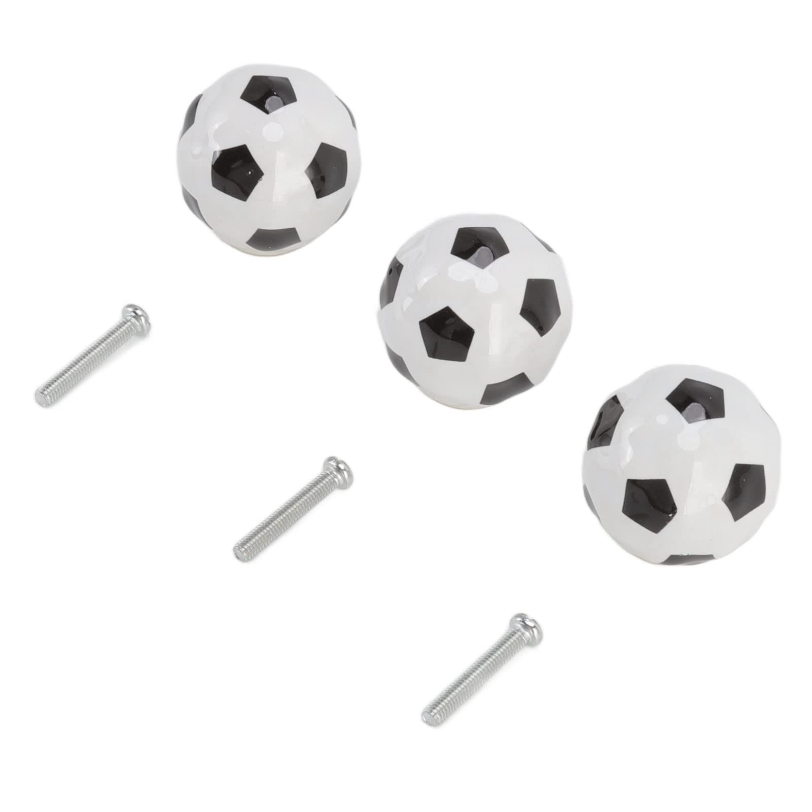 Mumusuki 3 Set Football Cabinet Knobs Ball Sports Theme Single Hole Drawer Ceramic Handle Pulls Soccer Drawer Knobs for Cupboard Wardrobe Cabinet Dresser