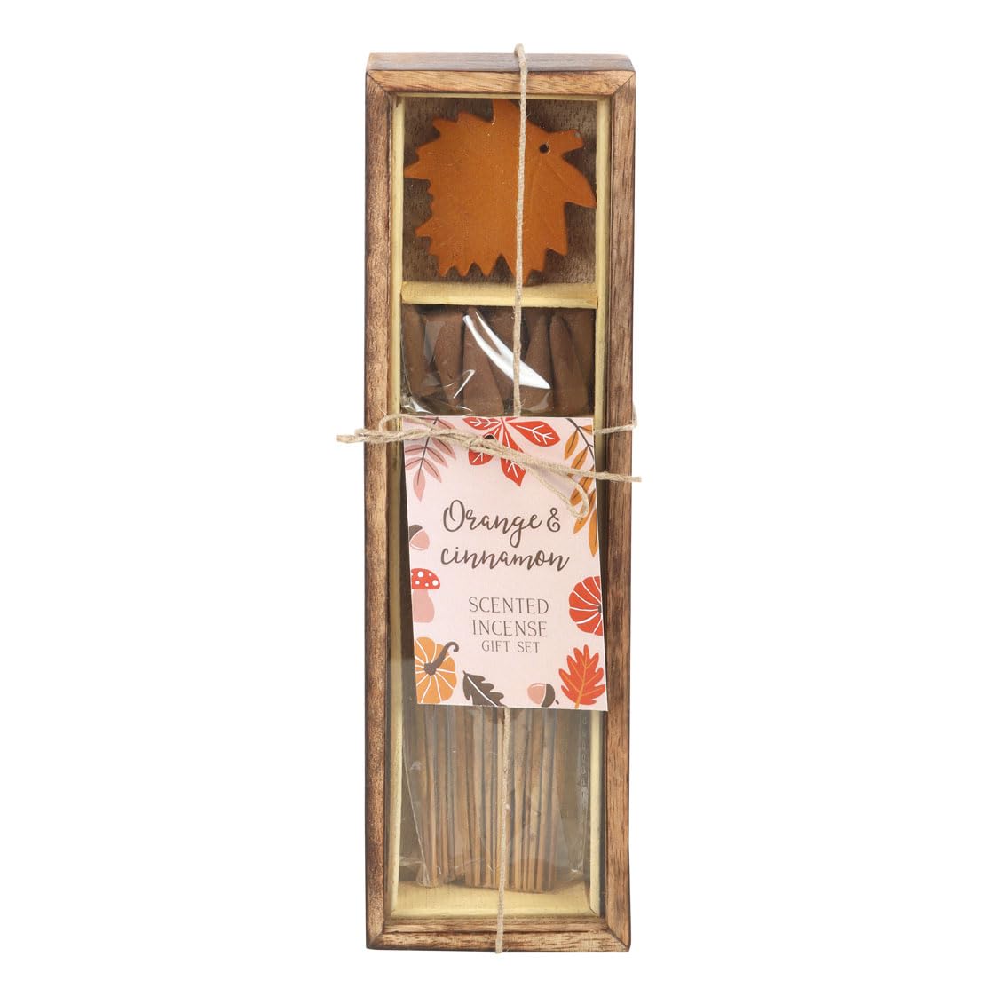 Autumn Leaf Orange & Cinnamon Incense Gift Set - Natural Aromatherapy for Relaxation and Home Fragrance, Handcrafted with Essential Oils, 50 Sticks with Holder