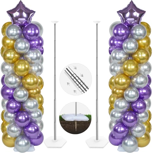 YALLOVE Balloon Column Stand Kit, 2 Sets 50cm to 2m Adjustable Balloon Stand, Metal Balloons Holder Tower Pillar with Base Clip Cup for Birthday Wedding Baby Shower Festival Party Decoration