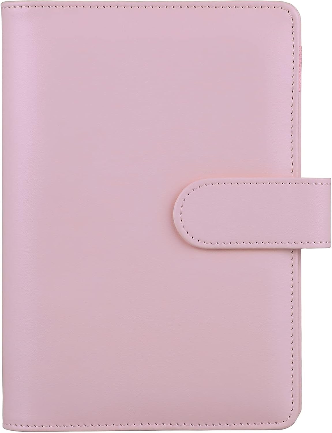 HAUTOCO PU Leather A6 Budget Binder Cover, Refillable 6 Ring Notebook Folder Personal Planner for Money Organiser, Loose Leaf Money Saving Wallet Cash Stuffing Binder, Pink — image 1