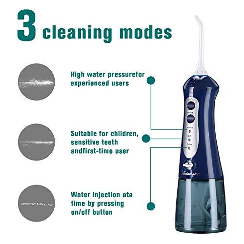 Anbanglin Portable Water Flosser,Professional Cordless Dental Oral Irrigator,IPX7 Waterproof Dental Water Jet with 3 Tips for Home, Travel, Adults, Kids & Braces and Teeth Whitening - Thumbnail 5