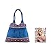 NOVICA Handmade Embroidered Shoulder Bag with Zipper, Blue and Rose Mandalas'