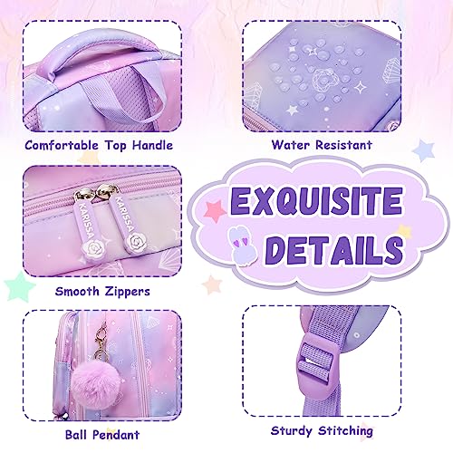 PIG PIG GIRL Kids Backpack for Girls - School Bags for Middle School Students - Book Bag for Elementary Primary - Kawaii Ita Backpack - Purple