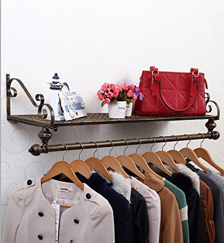 Coat rack Wall Coat Racks Retro Wall Mounted Coat Racks with Shelf Wall Mounted Storage for Clothes, Towel, Hats, Scarves,Display Shelves Wall-mounted coat rack ( Color : Brown , Size : 80cm )