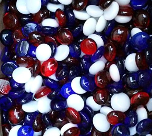 Miracolors - 4 Lb - 4th of July Mix - Red, Blue &amp; White Mix Glass Gems - Vase Fillers (14-16mm, Approx. 5/8")