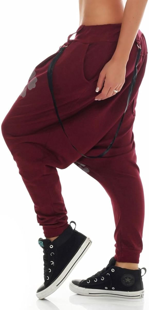 Malito Boyfriend Suspenders Twist Baggy Trousers Aladdin Bloomers 91085 Women One Size (Bordeaux), 8-14 - Image 3