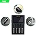 Universal Battery Charger with LCD Display, GOLISI 4- Bay Speedy Smart Battery Charge for Rechargeable Batteries Ni-MH Ni-Cd A AA AAA AAAA C SC, Li-ion 18650 26650 26500 20700 22650 18490 17670
