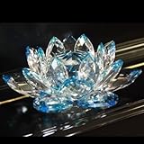 1 X 4'' Delicate Decorative Crystal Lotus Flower - Blue Color