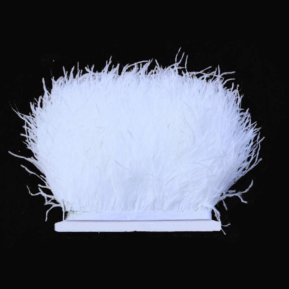 36 Colours Quality Ostrich Feather Trimming Fringe for Millinery Craft Dress Making (White,2 Meters)