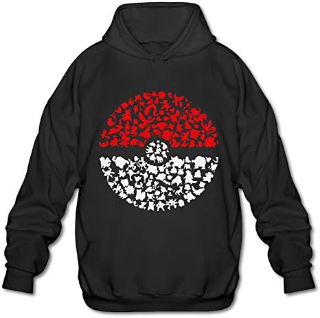 ITMEIAL Men's Pocket Monster Pokemon Hoodie Black XL