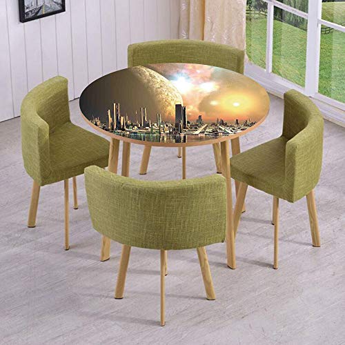iPrint Round Table/Wall/Floor Decal Strikers/Removable/Utopia Islands Floating Future Cities Imaginary Fantasy Artwork Futuristic/for Living Room/Kitchens/Office Decoration