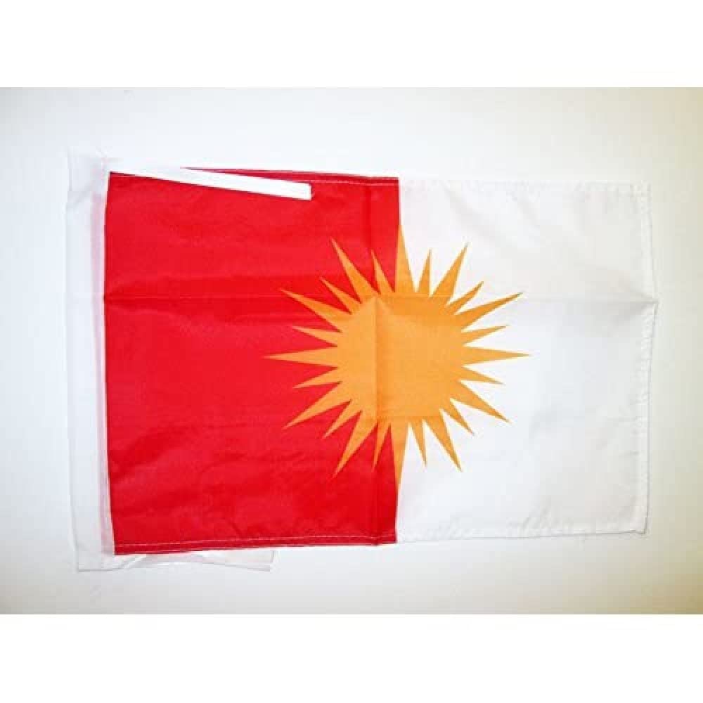 AZ FLAG - Yazidism Flag - 18'' x 12'' - 100% Polyester Yazidis - Yezidi Small Banner with Two Cords - Fade Resistant - Vivid Colors - 18x12 in - 45x30 Cm — image 1