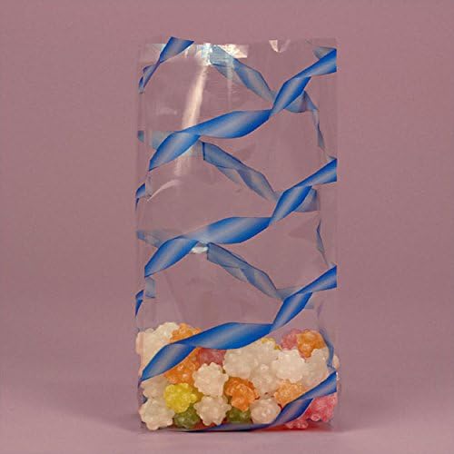 Panda Party Supplies Blue Ribbon Print Cello Treat Bags (100)