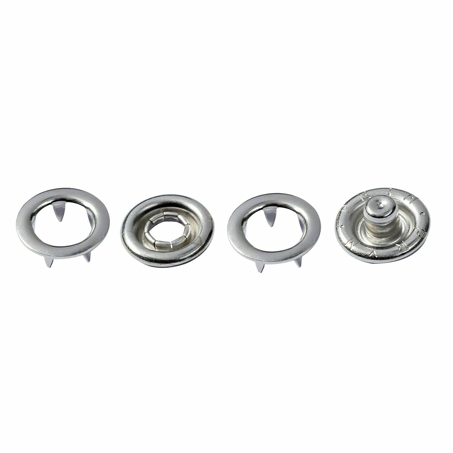 Trimming Shop Prym Press Studs Snap Poppers 10mm Silver Nickle Free Brass Fasteners for Baby Clothes, Bibs, Art & Craft Project, Clothing Accessory (100 Sets)