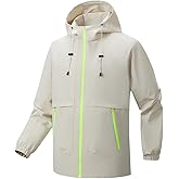 YOUTHUP Men's Waterproof Jacket Windproof Lightweight SoftShell Hooded Raincoat Windbreaker Outdoor Hiking