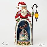 Jim Shore for Enesco Heartwood Creek Santa with Lighted Village Scene Figurine, 10-Inch