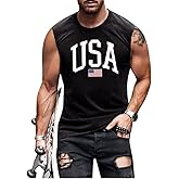 4th of July Shirts for Men American Flag Patriotic Tank Tops Muscle Gym Sleeveless Graphic Tee Tops