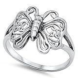 VE-01007 Sterling Silver Butterfly Band Ring (10)