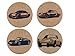 Sports Car Cork Coasters Coaster Drink Cork Mats Artistic Designs, Set of 4. Eco Friendly Cork