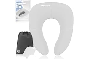 Jool Baby Folding Travel Potty Training Seat for Toddlers, Fits Round & Oval Toilets, Non-Slip Suction Cups, Includes Free Travel Bag (Gray)