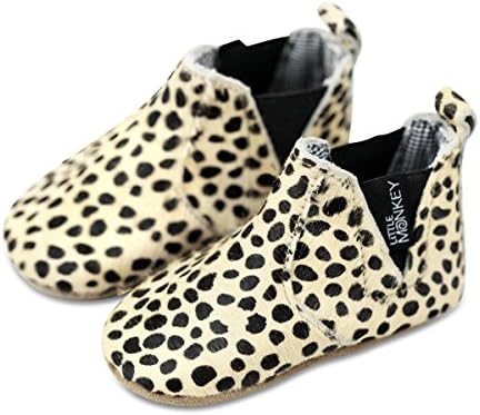 Little Monkey {Cheetah} Leather & Fabric Lined Boots Infant Baby Newborn Boy Girls Shoes Moccasin