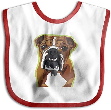 English Bulldog Pop Art Soft Cotton Infant Baby Bid Pinafore Saliva Towels Red