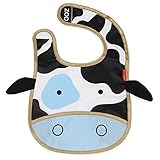 Skip Hop Zoo Little Kid and Toddler Tuck-Away Water Resistant Baby Bib, Multi Cheddar Cow