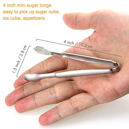 Tonmidej 4 inch Mini Sugar Cube Tongs Set of 8 Stainless Steel