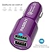 PASBUY 4.8A 31.5W QC 3.0 Dual USB Fast Car Charger for iPhone iPad, Samsung Galaxy, Note, HTC, Motorola, Nokia Etc (Purple.)