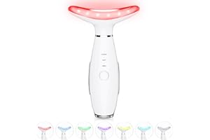 ELISHINE 7 Color Neck Face Massager - Facial Massager Tool for Skin Care at Home, Vibrating Face Massager with Thermals, Galvanic Machines White